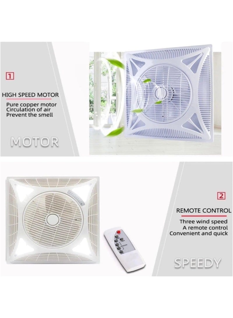 ALMIFTAH Remote Control Ceiling Fan 60×60 cm | Modern Drop Grid Flush Mount Ceiling Fan with Air Ventilation | Low Profile Smart Fan for Home & Office - Image 5
